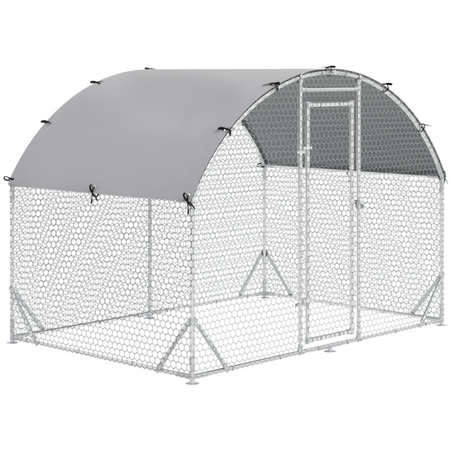 PawHut Chicken Run Coop, Galvanized Walk In Chicken House, Hen Poultry House Cage, Rabbit Hutch Playpen w/ Water-Resist Cover Outdoor, 2.8 x 1.9 x 2m - image 1