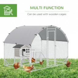 PawHut Chicken Run Coop, Galvanized Walk In Chicken House, Hen Poultry House Cage, Rabbit Hutch Playpen w/ Water-Resist Cover Outdoor, 2.8 x 1.9 x 2m - thumbnail 5