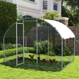 PawHut Chicken Run Coop, Galvanized Walk In Chicken House, Hen Poultry House Cage, Rabbit Hutch Playpen w/ Water-Resist Cover Outdoor, 2.8 x 1.9 x 2m - thumbnail 2