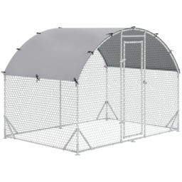 PawHut Chicken Run Coop, Galvanized Walk In Chicken House, Hen Poultry House Cage, Rabbit Hutch Playpen w/ Water-Resist Cover Outdoor, 2.8 x 1.9 x 2m - thumbnail 1