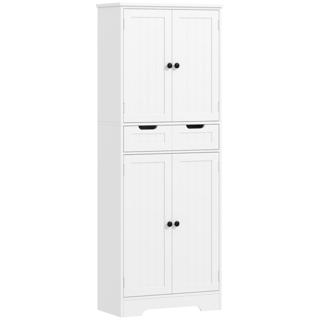 HOMCOM Tall Bathroom Cabinet, Freestanding Bathroom Storage Cabinet with Drawer, Shelves and Doors, 60 x 30 x 160 cm, White - image 1