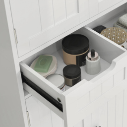 HOMCOM Tall Bathroom Cabinet, Freestanding Bathroom Storage Cabinet with Drawer, Shelves and Doors, 60 x 30 x 160 cm, White - thumbnail 8