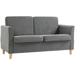 HOMCOM Compact Loveseat Sofa, Modern 2 Seater Sofa for Living Room with Wood Legs and Armrests, Cat Scratch Resistant, Grey - Aosom UK - thumbnail 1