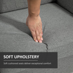 HOMCOM Compact Loveseat Sofa, Modern 2 Seater Sofa for Living Room with Wood Legs and Armrests, Cat Scratch Resistant, Grey - Aosom UK - thumbnail 4
