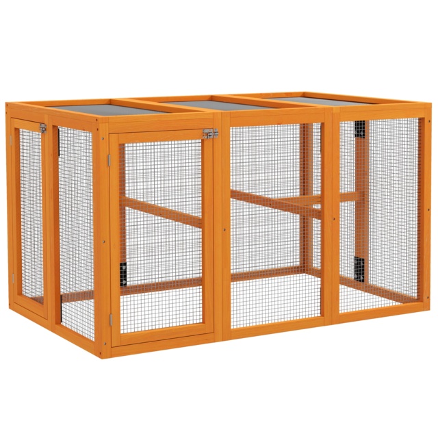 PawHut Fire Wooden Chicken House, Chicken Coop with Combinable Design & Steel Wire, 80 x 140 x 84.5cm,for 1-3 Chickens, Orange - Aosom UK - image 1