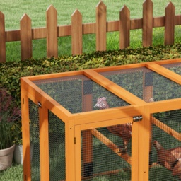 PawHut Fire Wooden Chicken House, Chicken Coop with Combinable Design & Steel Wire, 80 x 140 x 84.5cm，for 1-3 Chickens, Orange - Aosom UK - thumbnail 8