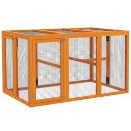 PawHut Fire Wooden Chicken House, Chicken Coop with Combinable Design & Steel Wire, 80 x 140 x 84.5cm，for 1-3 Chickens, Orange - Aosom UK