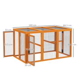 PawHut Fire Wooden Chicken House, Chicken Coop with Combinable Design & Steel Wire, 80 x 140 x 84.5cm，for 1-3 Chickens, Orange - Aosom UK - thumbnail 3