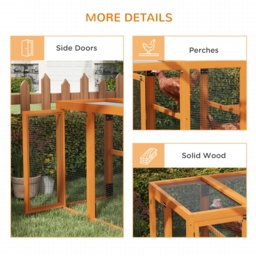 PawHut Fire Wooden Chicken House, Chicken Coop with Combinable Design & Steel Wire, 80 x 140 x 84.5cm，for 1-3 Chickens, Orange - Aosom UK - thumbnail 7