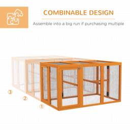 PawHut Fire Wooden Chicken House, Chicken Coop with Combinable Design & Steel Wire, 80 x 140 x 84.5cm，for 1-3 Chickens, Orange - Aosom UK - thumbnail 6