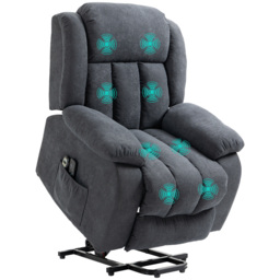 HOMCOM Oversized Riser and Recliner Chairs for the Elderly, Heavy Duty Fabric Upholstered Lift Chair w/ Remote Control, Cat Scratch Anti - Aosom UK - thumbnail 1