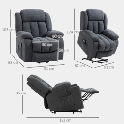 HOMCOM Oversized Riser and Recliner Chairs for the Elderly, Heavy Duty Fabric Upholstered Lift Chair w/ Remote Control, Cat Scratch Anti - Aosom UK - thumbnail 3