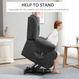 HOMCOM Oversized Riser and Recliner Chairs for the Elderly, Heavy Duty Fabric Upholstered Lift Chair w/ Remote Control, Cat Scratch Anti - Aosom UK - thumbnail 4