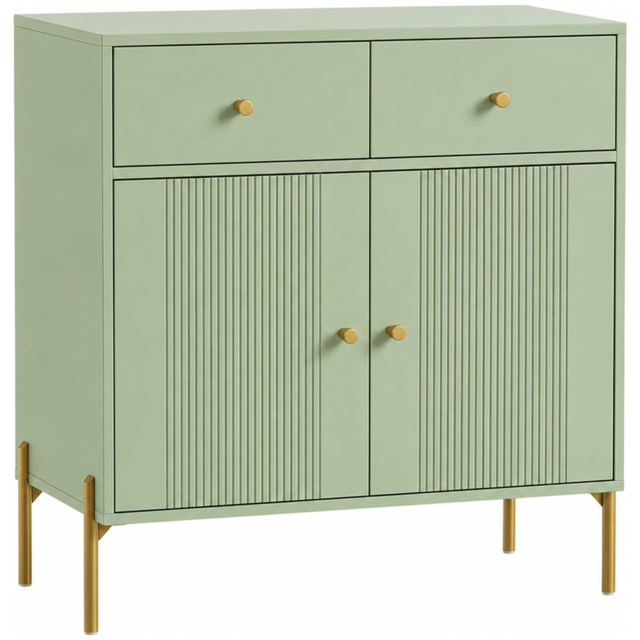 HOMCOM Modern Sideboard, Sideboard Storage Cabinet with 2 Drawers and Adjustable Shelf for Living Room, Light Green - image 1