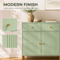 HOMCOM Modern Sideboard, Sideboard Storage Cabinet with 2 Drawers and Adjustable Shelf for Living Room, Light Green - thumbnail 6