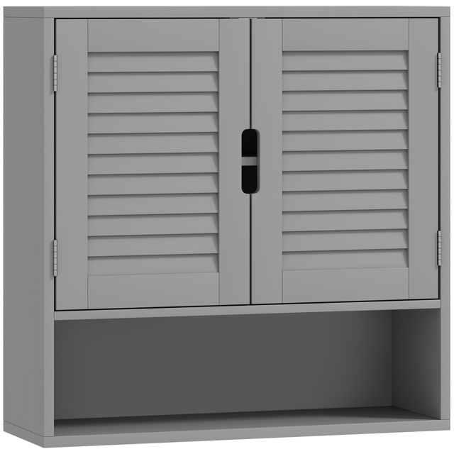 HOMCOM Bathroom Cabinet, Wall Mounted Storage Cabinet with Adjustable Shelves, 60 x 20 x 60 cm, Grey - image 1