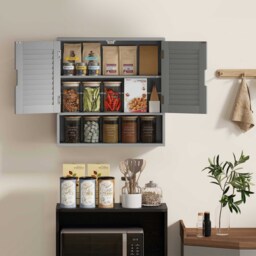 HOMCOM Bathroom Cabinet, Wall Mounted Storage Cabinet with Adjustable Shelves, 60 x 20 x 60 cm, Grey - thumbnail 8