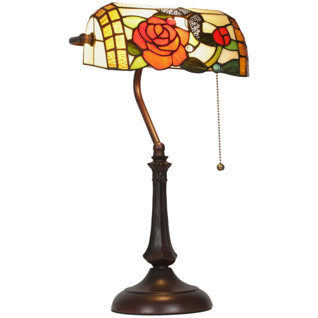 HOMCOM Tiffany-Style Rose and Butterfly Table Lamp - Multi - image 1
