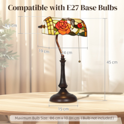 HOMCOM Tiffany-Style Rose and Butterfly Table Lamp - Multi - thumbnail 3