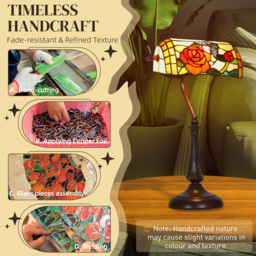 HOMCOM Tiffany-Style Rose and Butterfly Table Lamp - Multi - thumbnail 5