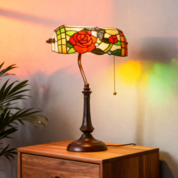 HOMCOM Tiffany-Style Rose and Butterfly Table Lamp - Multi - thumbnail 7