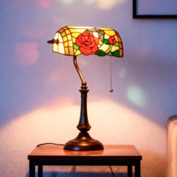 HOMCOM Tiffany-Style Rose and Butterfly Table Lamp - Multi - thumbnail 9