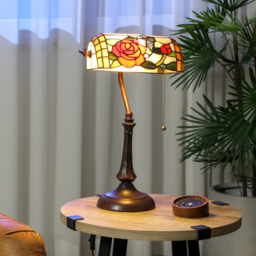 HOMCOM Tiffany-Style Rose and Butterfly Table Lamp - Multi - thumbnail 2