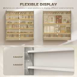 HOMCOM Six Shelf Display Cabinet, with Glass Doors - Graphite Wood Effect - thumbnail 4