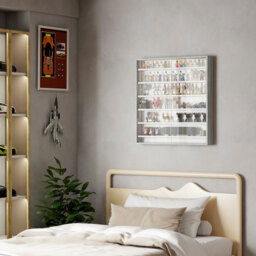 HOMCOM Six Shelf Display Cabinet, with Glass Doors - Graphite Wood Effect - thumbnail 8