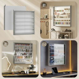 HOMCOM Six Shelf Display Cabinet, with Glass Doors - Graphite Wood Effect - thumbnail 7