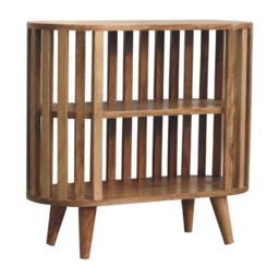 Solid Mango Wood Ariella Cabinet with 2 Open Shelves with Oak-like Finish, Bedside Shelf with Slim Nordic Legs, 30L x 70W x 65H cm, Brown - Aosom UK - thumbnail 9