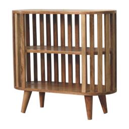 Solid Mango Wood Ariella Cabinet with 2 Open Shelves with Oak-like Finish, Bedside Shelf with Slim Nordic Legs, 30L x 70W x 65H cm, Brown - Aosom UK - thumbnail 7