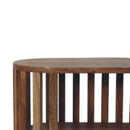 Solid Mango Wood Ariella Cabinet with 2 Open Shelves with Oak-like Finish, Bedside Shelf with Slim Nordic Legs, 30L x 70W x 65H cm, Brown - Aosom UK - thumbnail 6