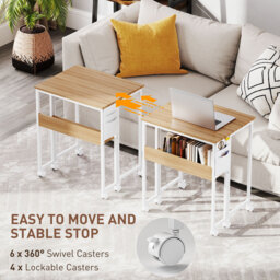 HOMCOM 63 cm Drop Leaf Writing Work Desk - Natural Wood Finish - thumbnail 6