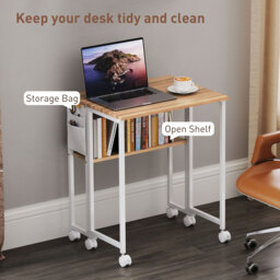 HOMCOM 63 cm Drop Leaf Writing Work Desk - Natural Wood Finish - thumbnail 5