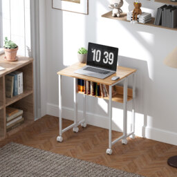 HOMCOM 63 cm Drop Leaf Writing Work Desk - Natural Wood Finish - thumbnail 2