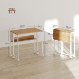 HOMCOM 63 cm Drop Leaf Writing Work Desk - Natural Wood Finish - thumbnail 3