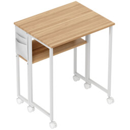 HOMCOM 63 cm Drop Leaf Writing Work Desk - Natural Wood Finish - thumbnail 1