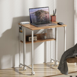 HOMCOM 63 cm Drop Leaf Writing Work Desk - Natural Wood Finish - thumbnail 7