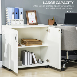 Vinsetto 2-Tier Locking Office Storage Cabinet File Organisation w/ Feet Melamine Coating Aluminium Handles 2 Keys Stylish White - Aosom UK - thumbnail 4