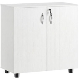 Vinsetto 2-Tier Locking Office Storage Cabinet File Organisation w/ Feet Melamine Coating Aluminium Handles 2 Keys Stylish White - Aosom UK - thumbnail 1