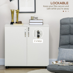 Vinsetto 2-Tier Locking Office Storage Cabinet File Organisation w/ Feet Melamine Coating Aluminium Handles 2 Keys Stylish White - Aosom UK - thumbnail 6