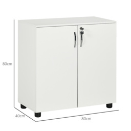 Vinsetto 2-Tier Locking Office Storage Cabinet File Organisation w/ Feet Melamine Coating Aluminium Handles 2 Keys Stylish White - Aosom UK - thumbnail 3