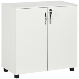 Vinsetto 2-Tier Locking Office Storage Cabinet File Organisation w/ Feet Melamine Coating Aluminium Handles 2 Keys Stylish White - Aosom UK - thumbnail 1