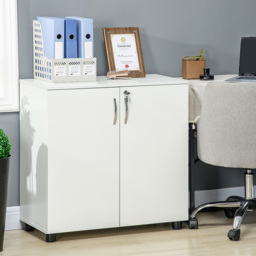 Vinsetto 2-Tier Locking Office Storage Cabinet File Organisation w/ Feet Melamine Coating Aluminium Handles 2 Keys Stylish White - Aosom UK - thumbnail 2