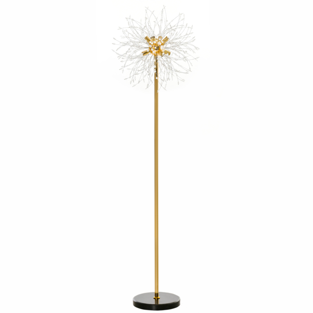 HOMCOM Gold Floor Lamp, Tall Standing Lamp with Dandelion-like Lampshade for Living Room and Home Decor - Aosom UK - image 1