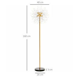 HOMCOM Gold Floor Lamp, Tall Standing Lamp with Dandelion-like Lampshade for Living Room and Home Decor - Aosom UK - thumbnail 3