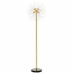 HOMCOM Gold Floor Lamp, Tall Standing Lamp with Dandelion-like Lampshade for Living Room and Home Decor - Aosom UK