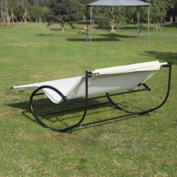 Outsunny Texteline Double Lounger W/Pillow-Beige - thumbnail 7