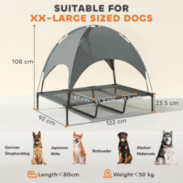 PawHut Raised Dog Bed Waterproof Elevated Pet Cot with Breathable Mesh UV Protection Canopy Grey, for XL Dogs, 122 x 92 x 108cm - Aosom UK - thumbnail 3